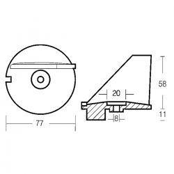 Finne für 25/50 PS 2t 25/30 PS 4 Motoren (oder Ref. 3B7-60217-0) 2