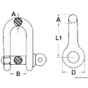 Long shackle in forged and mirror polished AISI 316 stainless steel, with captive shaft