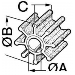 8-blads impeller for JABSCO innenbordsmotorer - original ref. 920-0001/21