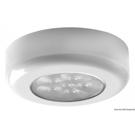 Plafón LED con anillo de acabado que permite la instalación incluso sin empotrar