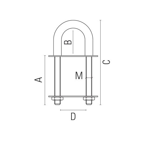 Cavallotto ad "U" in acciaio inox AISI 316