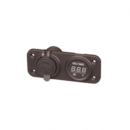 Panel mit USB-Buchse und Voltmeter