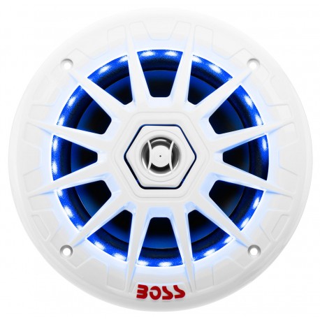 Pair of Boss Marine MRGB65 waterproof speakers with integrated LED system