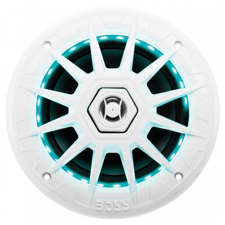 Pair of Boss Marine MRGB65 waterproof speakers with integrated LED system