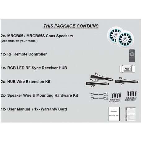 Pair of Boss Marine MRGB65 waterproof speakers with integrated LED system