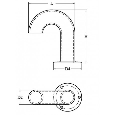Gooseneck in stainless steel Aisi 316 for passage of electrical cables