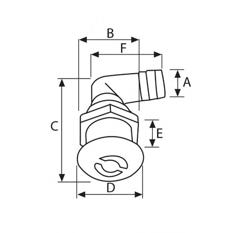 Nylon vent curved 90° white round flush