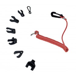 Safety key with lanyard for outboard motors