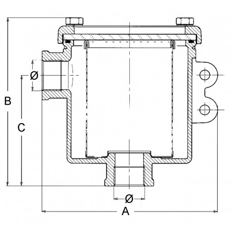 Ionio" Wasserfilter aus vernickelter Bronze - R.I.Na. zugelassen.