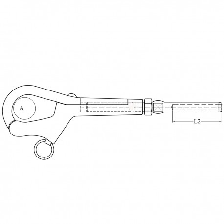 Spannschloss aus rostfreiem Stahl AISI 316 mit Haken und Pelikan