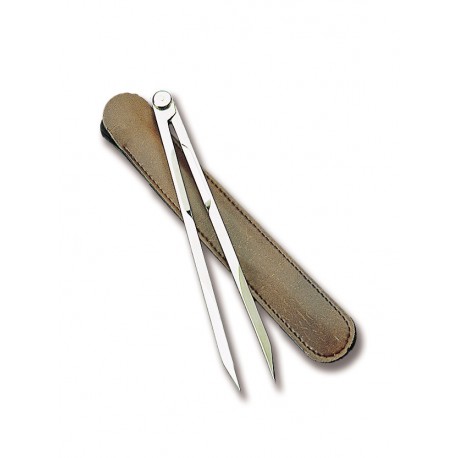 Verchromter Messing-Kartenkompass mit Etui