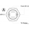 Interruptor ON-OFF plano de acero inoxidable 12 V rojo
