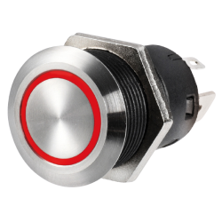 Flat stainless steel ON-OFF switch 12 V red