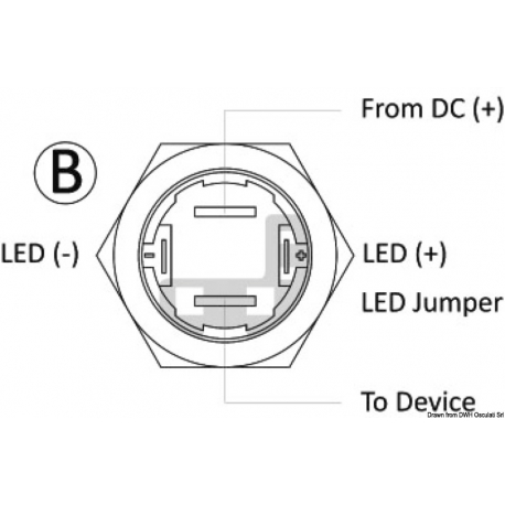Flat stainless steel ON-OFF switch 12 V red