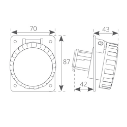 Toma de corriente industrial impermeable IP56 de 16 A y 220 V - CBE 2