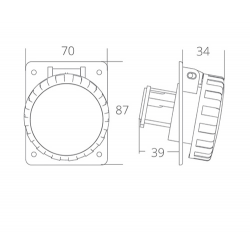 16A 12/24V innfelt vanntett stikkontakt - CBE 2