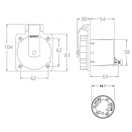 16A wasserdichter Stecker aus Edelstahl 220V - Marinco
