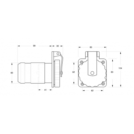 Enchufe estanco inox 32A 220V - Marinco