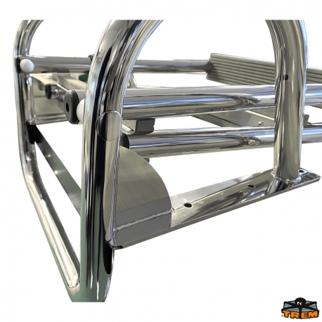 Folding ladder with handrail and wooden steps for stern platforms - Trem
