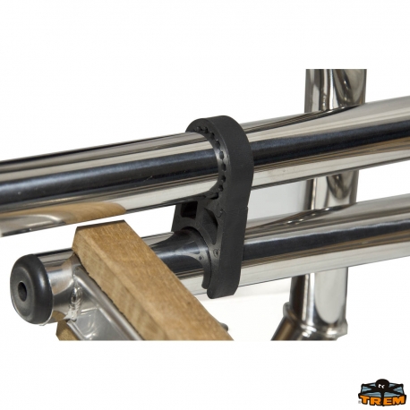 Scaletta pieghevole con corrimano e gradini in legno per plancette di poppa - Trem
