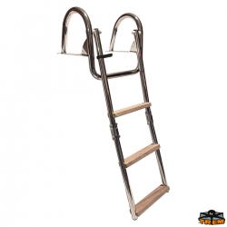 Escalera plegable con pasamanos y peldaños de madera para plataformas de popa - Trem 2