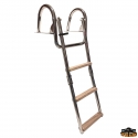 Folding ladder with handrail and wooden steps for stern platforms - Trem