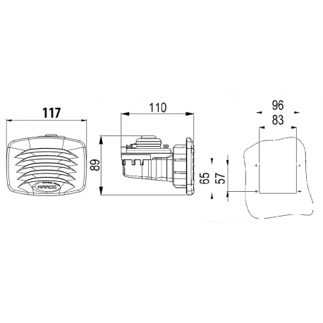 12 V elektromagnetische Hupe in ASA weiß eingelassen - Marco