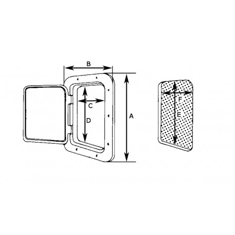 Walkable inspection door with 180° opening or full opening with removable door