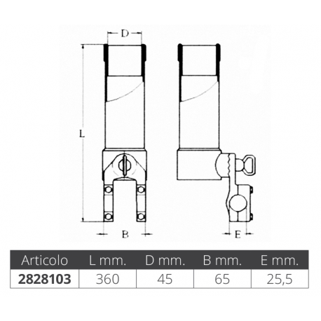 Portacanna orientabile per pulpiti in acciaio inox AISI 316