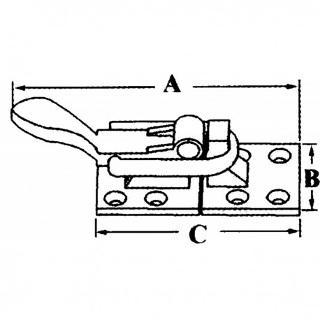 Pestillo plano de acero inoxidable AISI 316 con soporte de cerradura