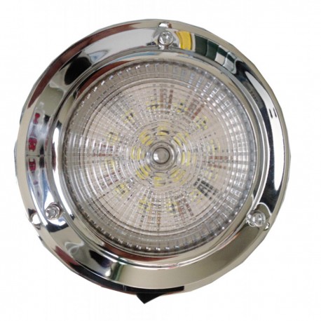 Plafoniera in acciaio inox con 20 LED bianchi e interruttore