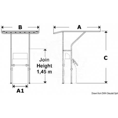 Universal Aluminium T-Top - eloxiertes Rohr Ø 32 mm