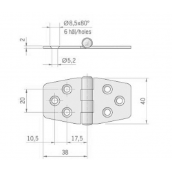 Hexagonal hinge mm.76x40 2
