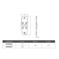 Hexagonal hinge thickness mm.4,5 2