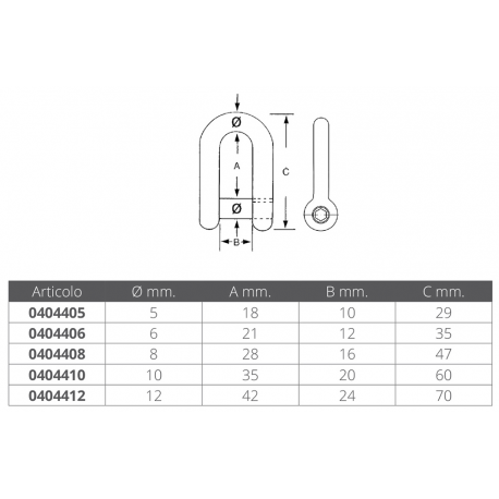 Stainless steel shackle with recessed pin