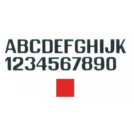 Red letters and numbers mm.100