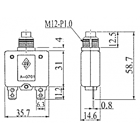 Magnetotermisk tryckknappsbrytare