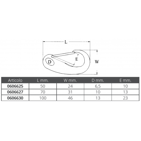 Snap hook with spring opening stainless steel 316