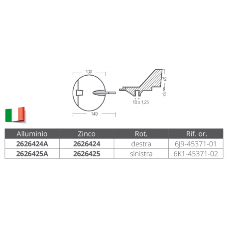 Pinna  per motori 150/200 hp