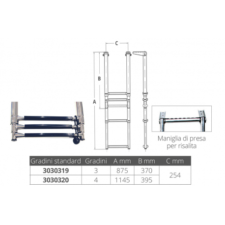 Telescopic ladder with climbing handle