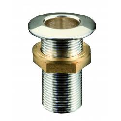 Overboard drain with low edge in chrome-plated brass