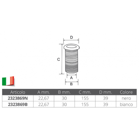 Pvc mar descarga ø mm.22,67x155