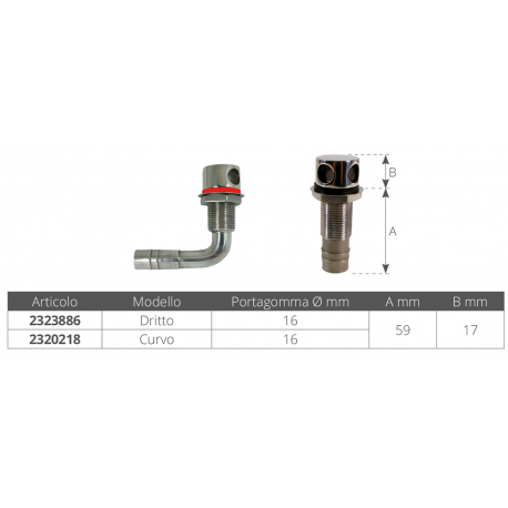 316 stainless steel vent hose holder ø mm.16