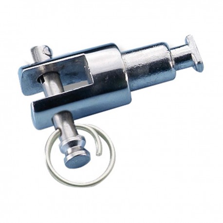 Soporte de acero inoxidable con horquilla para toldos y marquesinas.