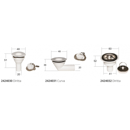 Gerader Abfluss aus Nylon mm.20