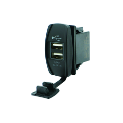 Power outlet with two USB sockets