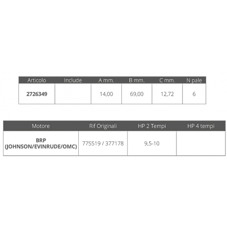 Evinrude 2t 9,5-10 hv juoksupyörä