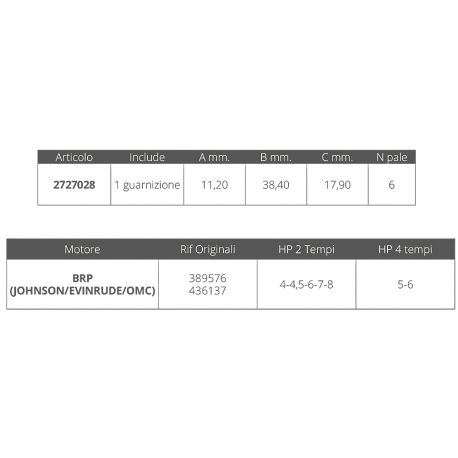 Johnson Impeller/ev. 2/4t 4/8 PS