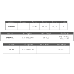 Girante yamaha/selva 4t 80-100 hp