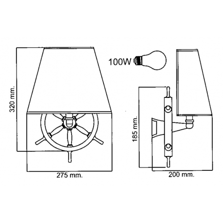 Lamp met messing roer